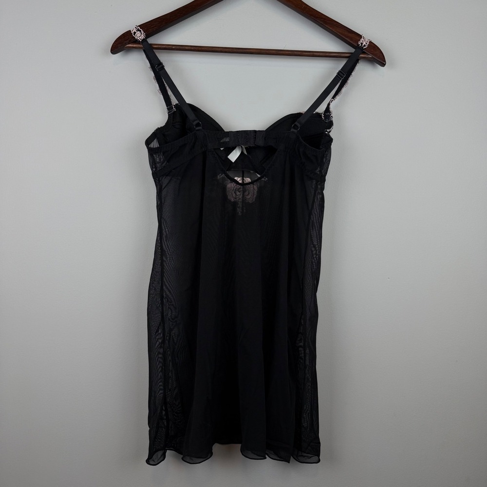 Y2K Babydoll Floral Embroidery Sheer Mesh 34B Chemise Coquette Romantic Boudoir - Picture 3 of 10